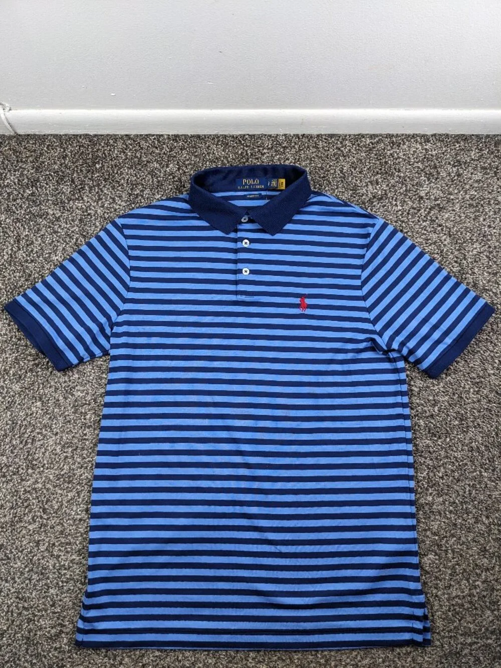 NWT Ralph Lauren Polo Shirt Soft Cotton Multi Blue Striped Mens Small $98